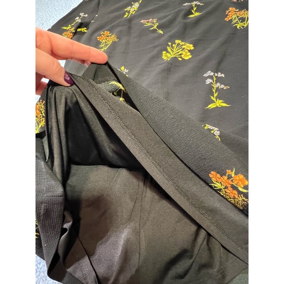 H & M Black Floral, 3/4 Sleeve Shift Dress, Size 10 - Picture 9 of 10